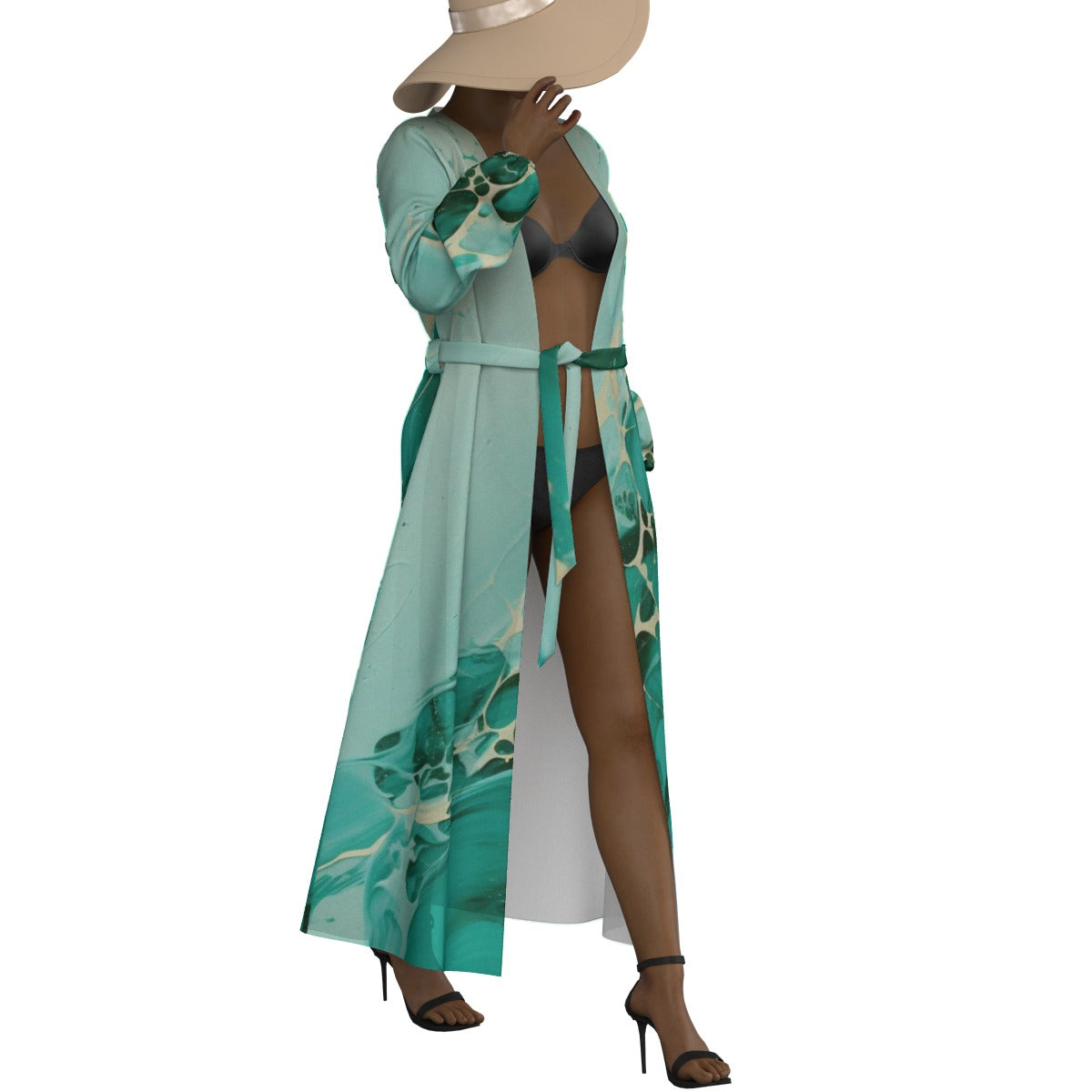 All-Over Print Women's Lace-up Chiffon Robe