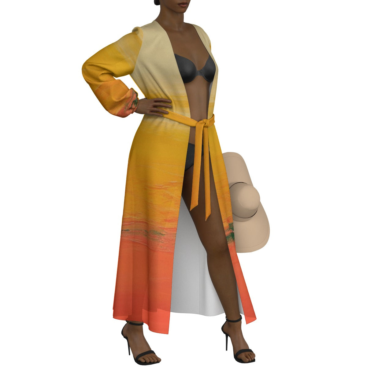 All-Over Print Women's Lace-up Chiffon Robe