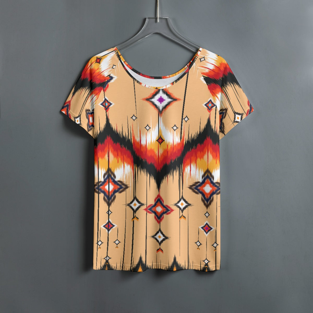All-Over Print Women's Round Neck T-shirt With Raglan Sleeve