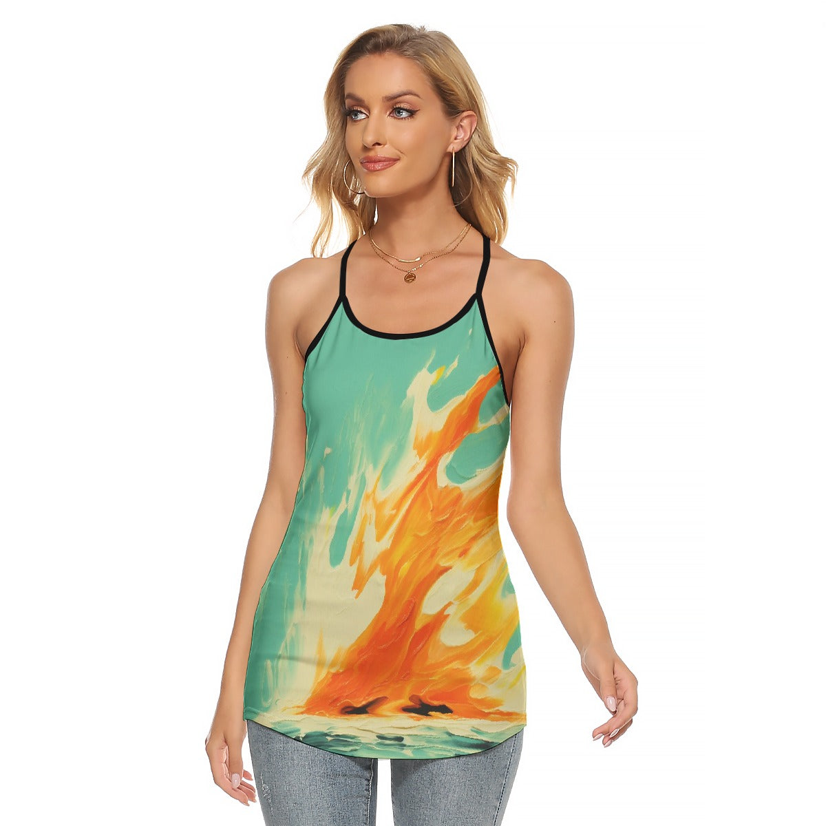 All-Over Print Women's Criss-Cross Open Back Tank Top