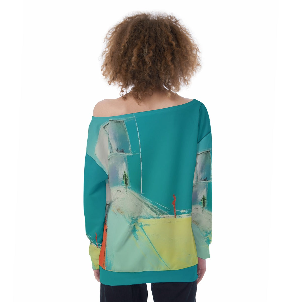 All-Over Print Oversized Women's Off-Shoulder Sweatshirt