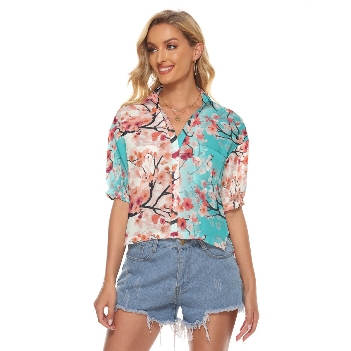 All-Over Print Women's V-neck Shirts