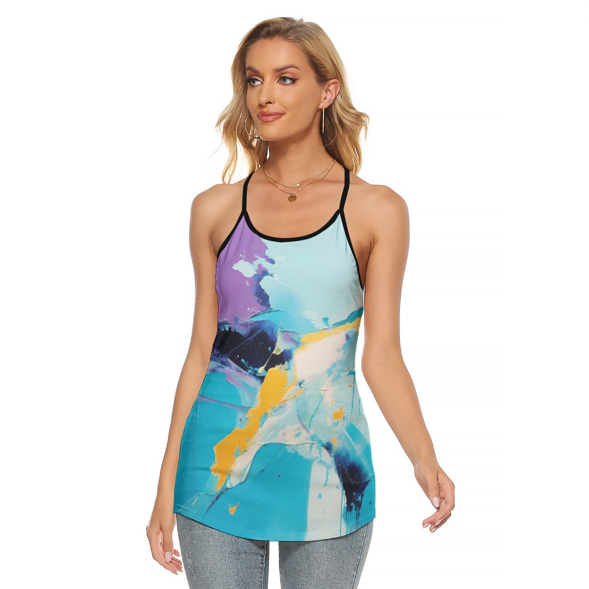 All-Over Print Women's Criss-Cross Open Back Tank Top