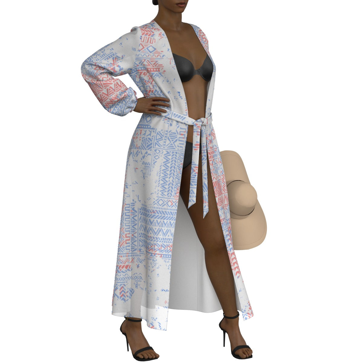 All-Over Print Women's Lace-up Chiffon Robe