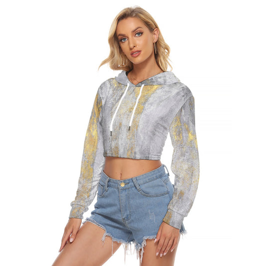 All-Over Print Women's Crop Top Hoodie|Velvet