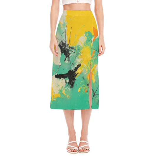 All-Over Print Women's High Slit Long Skirt