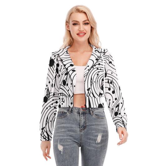 All-Over Print Women's Crop Top Hoodie With Zipper Closure
