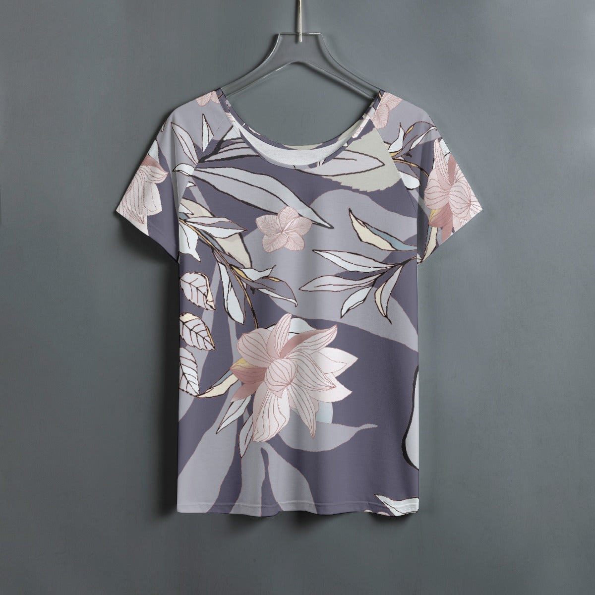 All-Over Print Women's Round Neck T-shirt With Raglan Sleeve