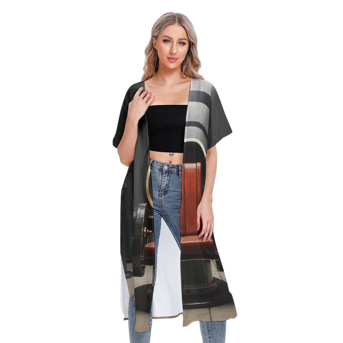 All-Over Print Women's Short Sleeve Cardigan