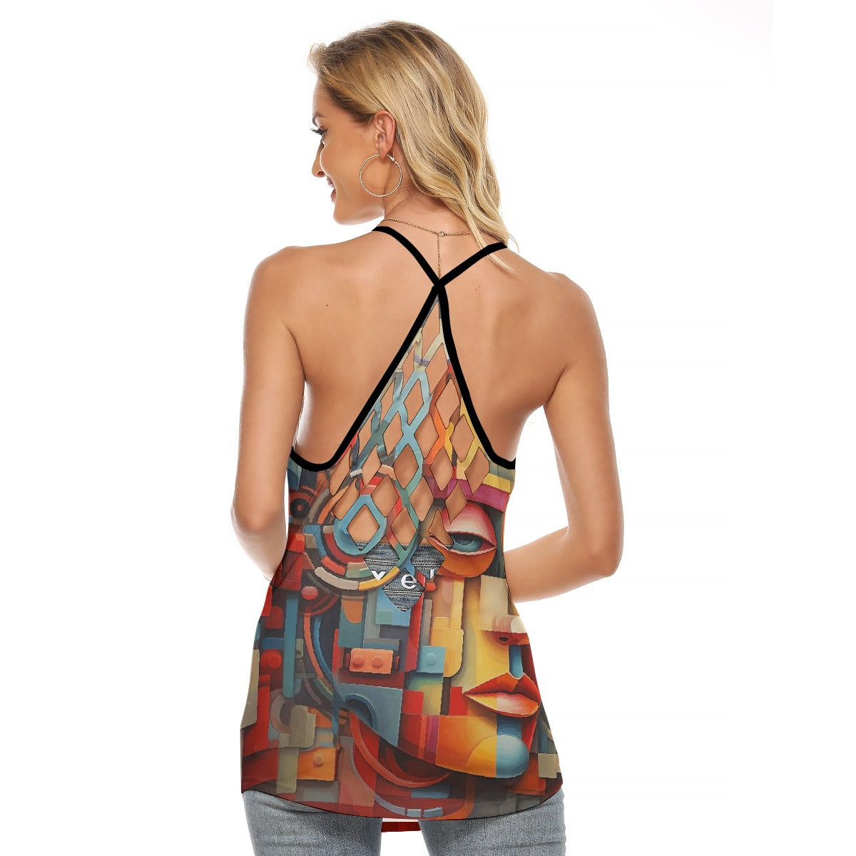 All-Over Print Women's Criss-Cross Open Back Tank Top