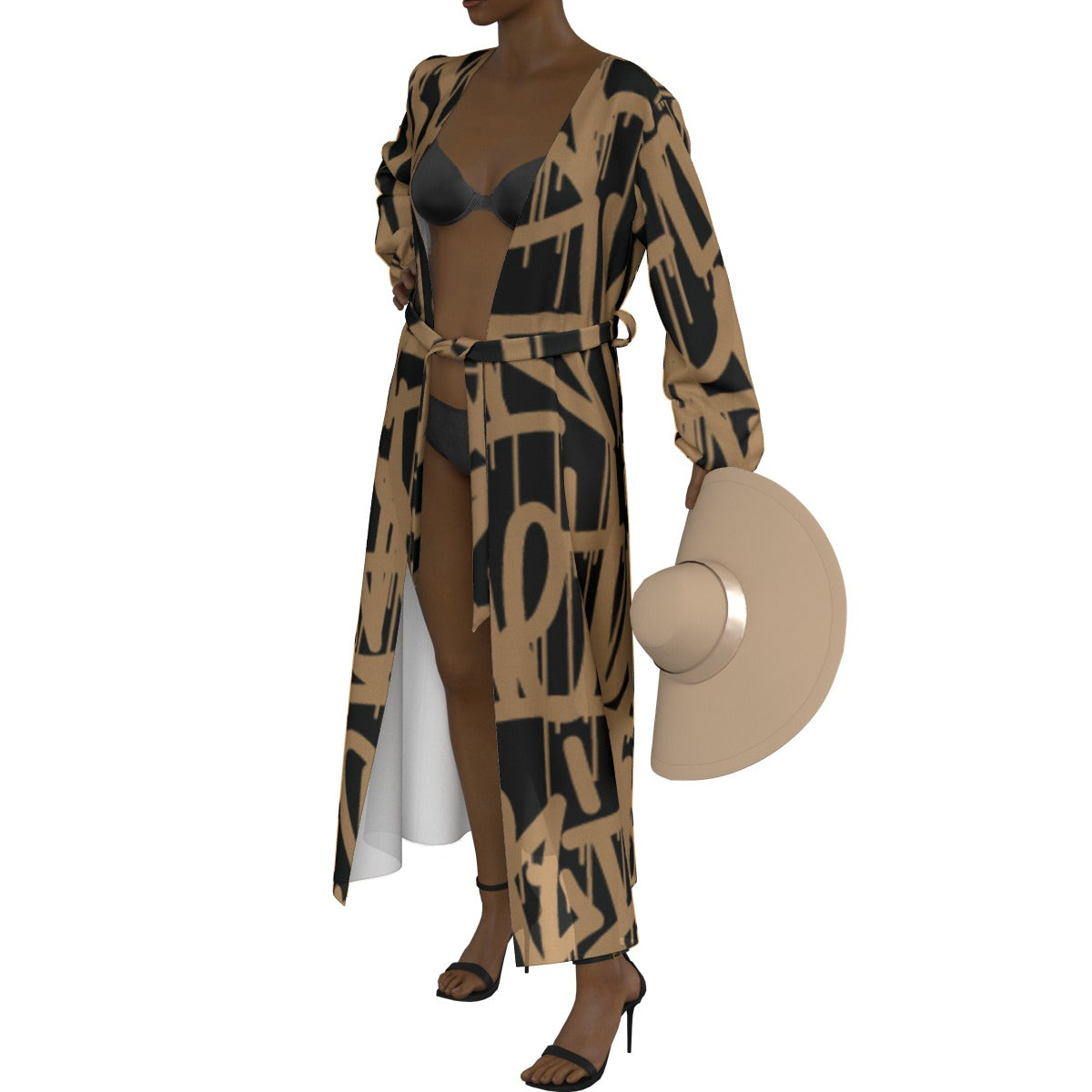 All-Over Print Women's Lace-up Chiffon Robe