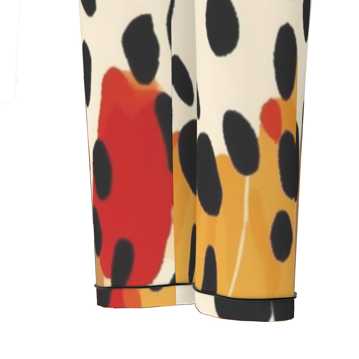 All-Over Print Women's Long Sleeve Pajama Set With Black Contrast Piping