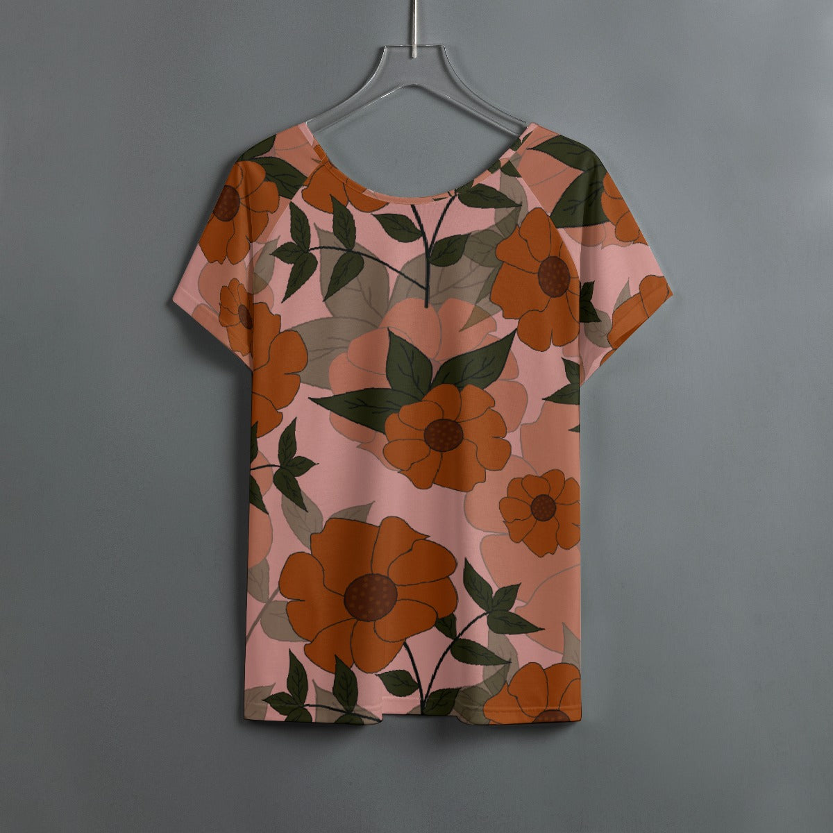 All-Over Print Women's Round Neck T-shirt With Raglan Sleeve