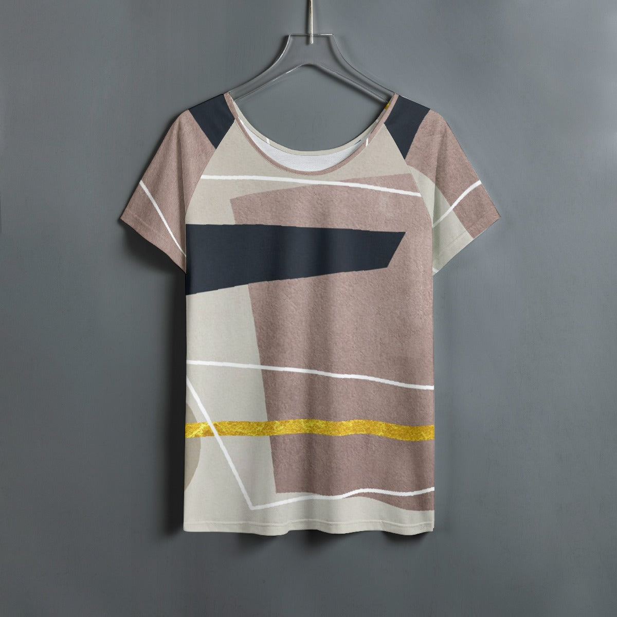 All-Over Print Women's Round Neck T-shirt With Raglan Sleeve