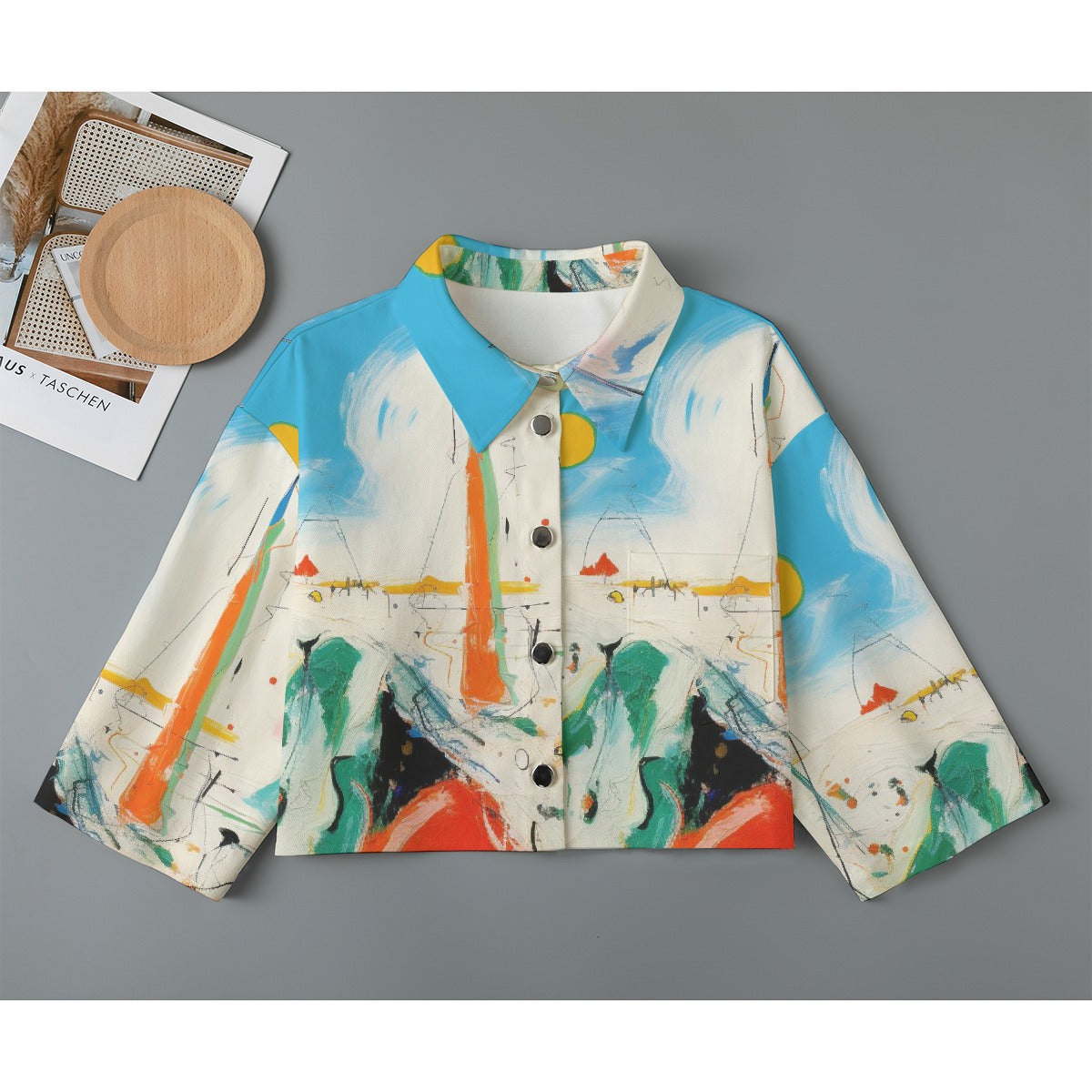 All-Over Print Women's Cropped Jacket | 245GSM Cotton