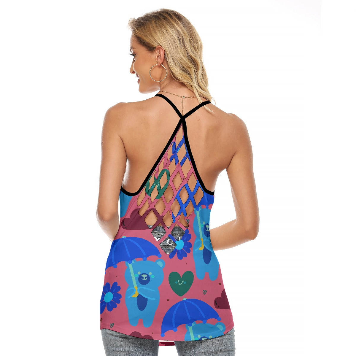 All-Over Print Women's Criss-Cross Open Back Tank Top