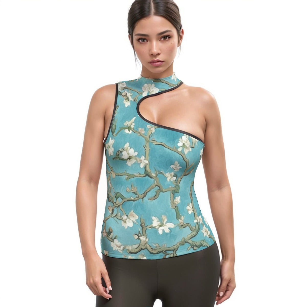 All-Over Print Women's Halter Sleeveless Asymmetrical Tank Top