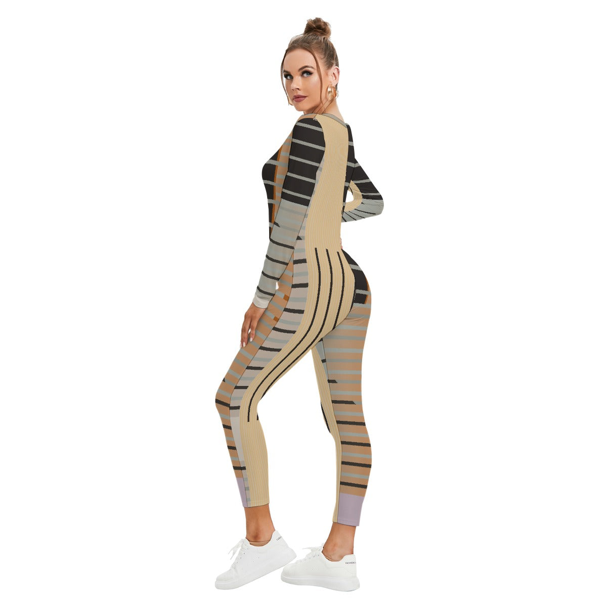 All-Over Print Women's Plunging Neck Jumpsuit