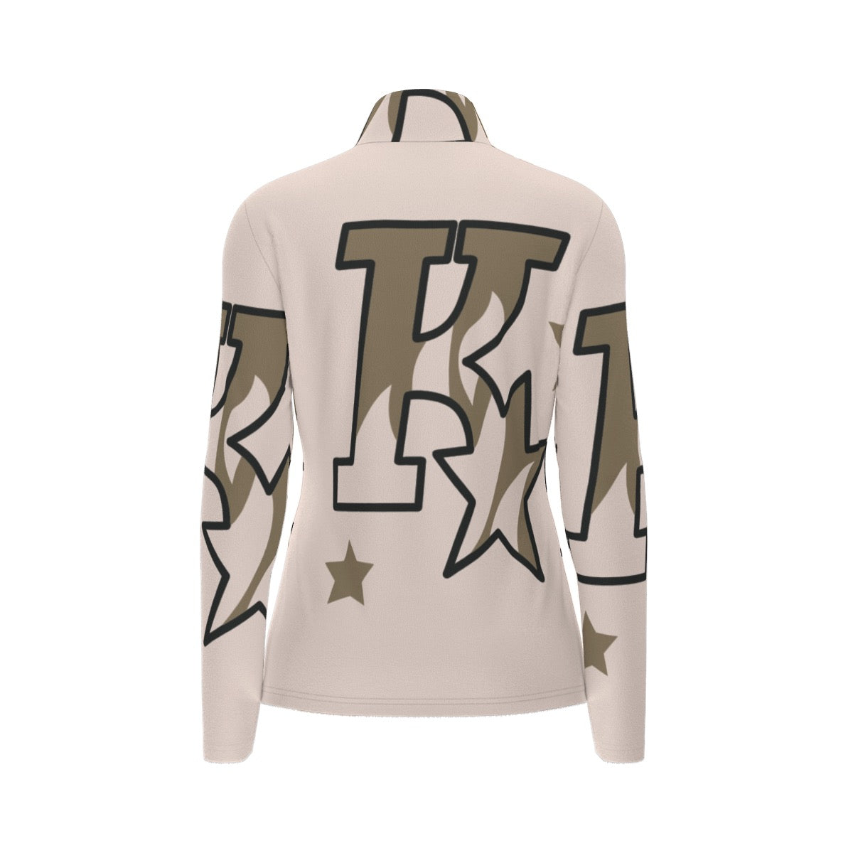 All-Over Print Women's Sports Collar Jersey With Long Sleeve