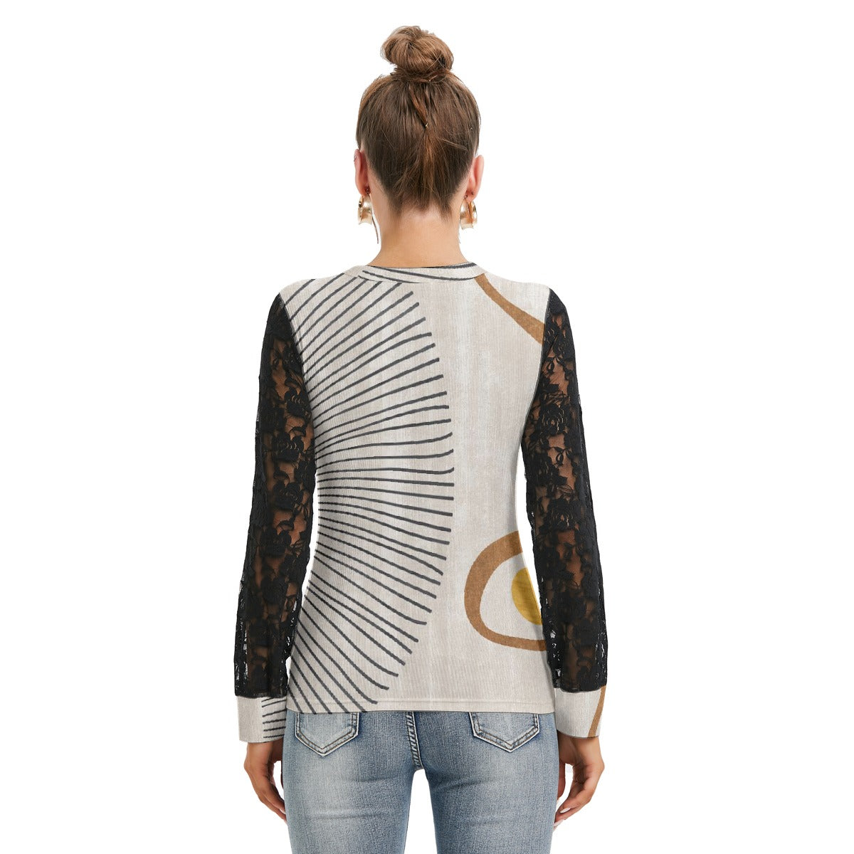 All-Over Print Women's T-shirt And Sleeve With Black Lace