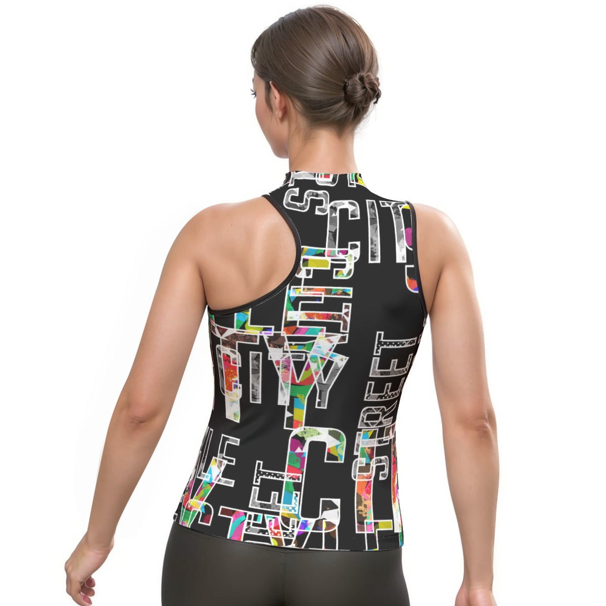 All-Over Print Women's Halter Sleeveless Asymmetrical Tank Top