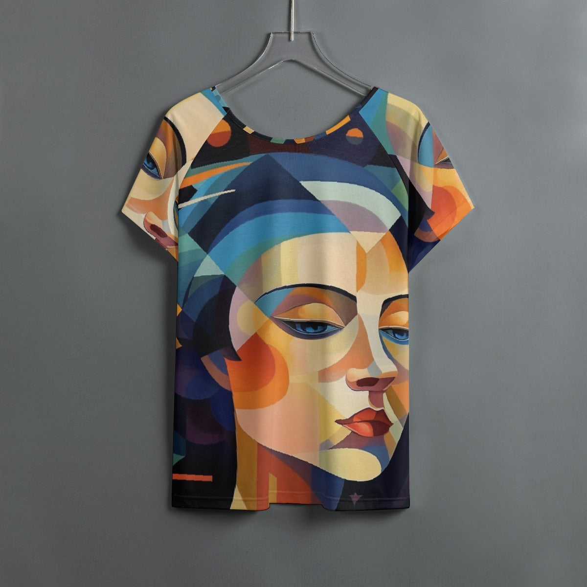 All-Over Print Women's Round Neck T-shirt With Raglan Sleeve