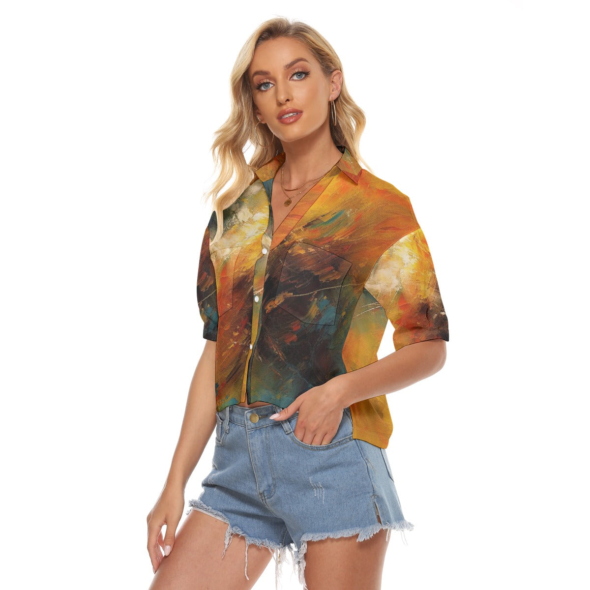 All-Over Print Women's V-neck Shirts