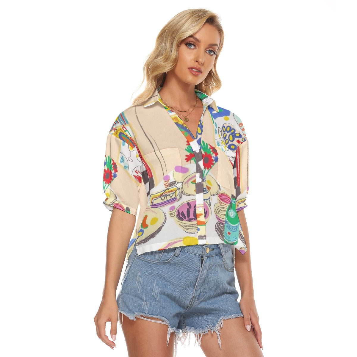 All-Over Print Women's V-neck Shirts