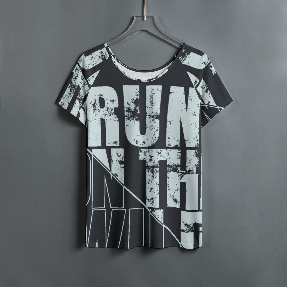 All-Over Print Women's Round Neck T-shirt With Raglan Sleeve