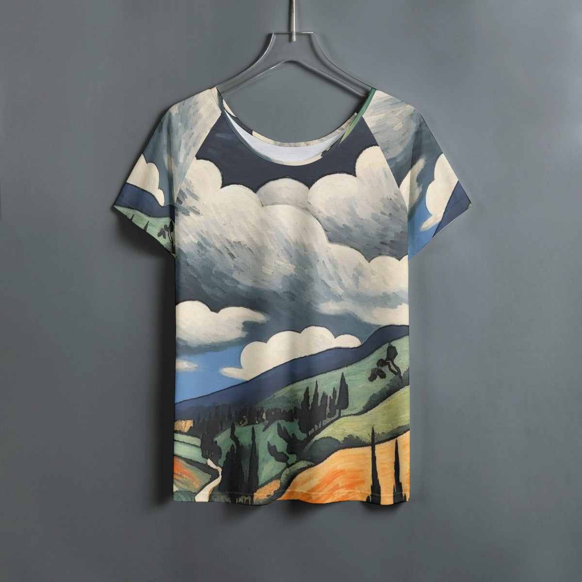 All-Over Print Women's Round Neck T-shirt With Raglan Sleeve