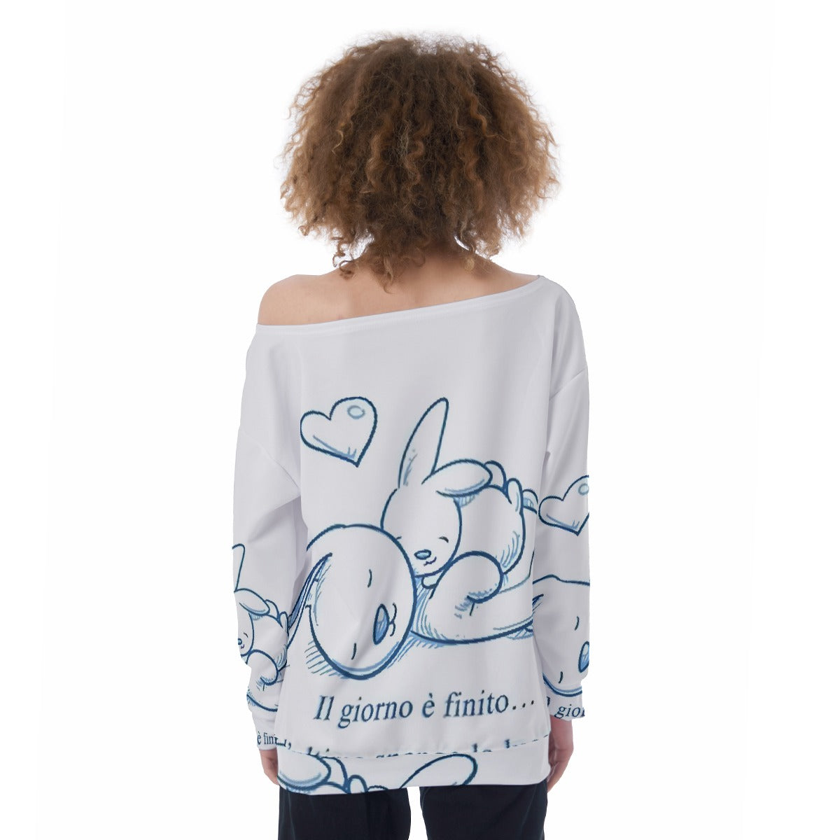 All-Over Print Oversized Women's Off-Shoulder Sweatshirt