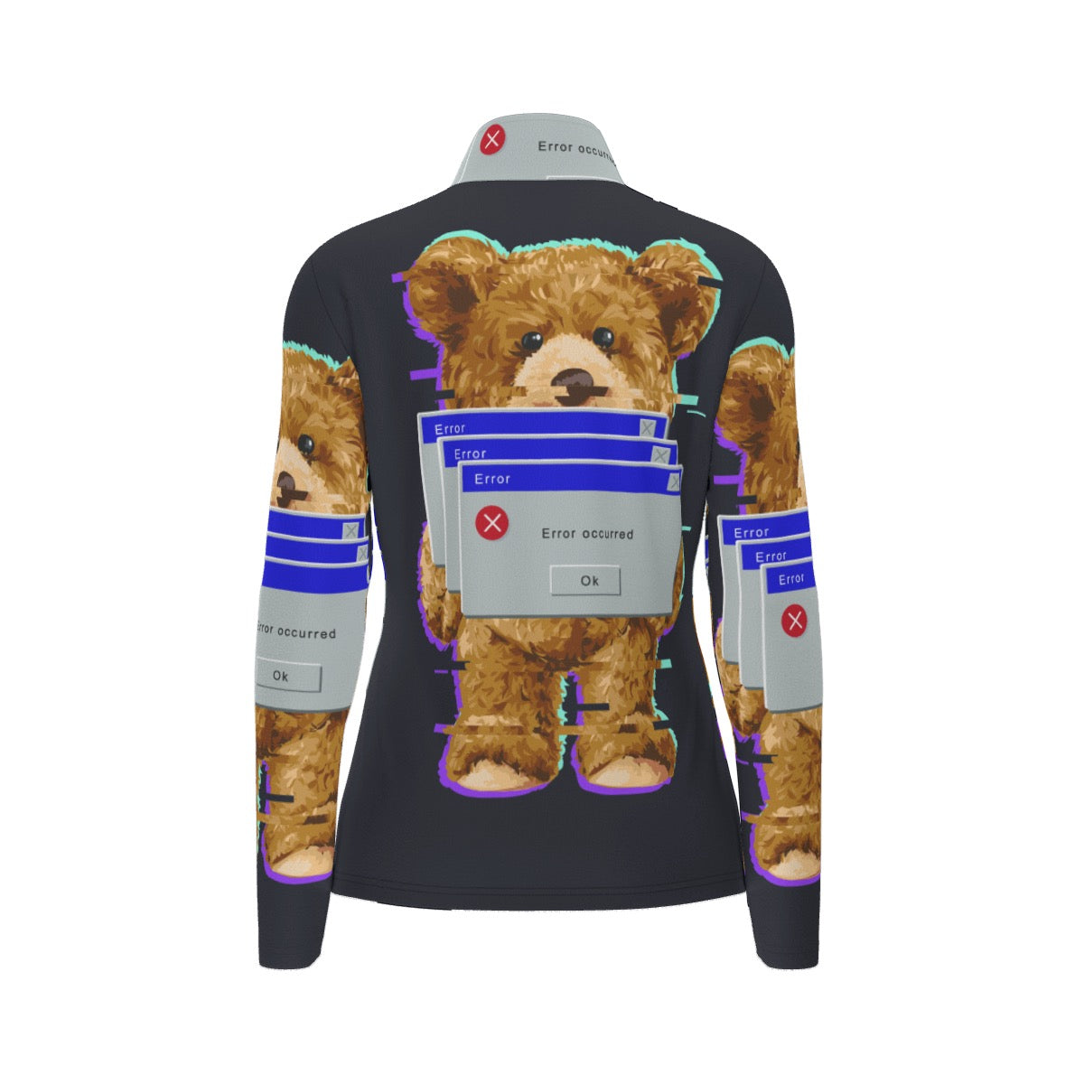 All-Over Print Women's Sports Collar Jersey With Long Sleeve