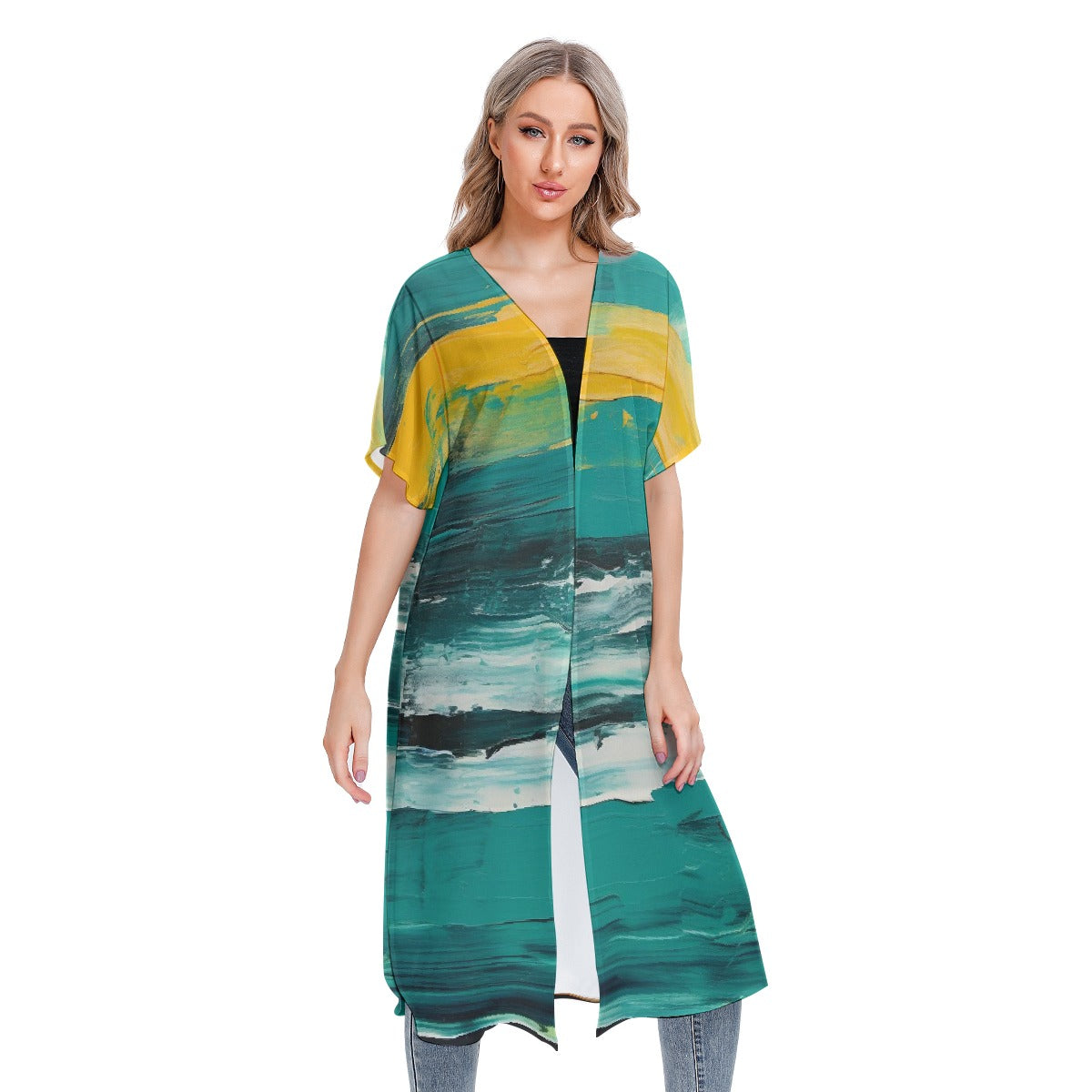 All-Over Print Women's Short Sleeve Cardigan