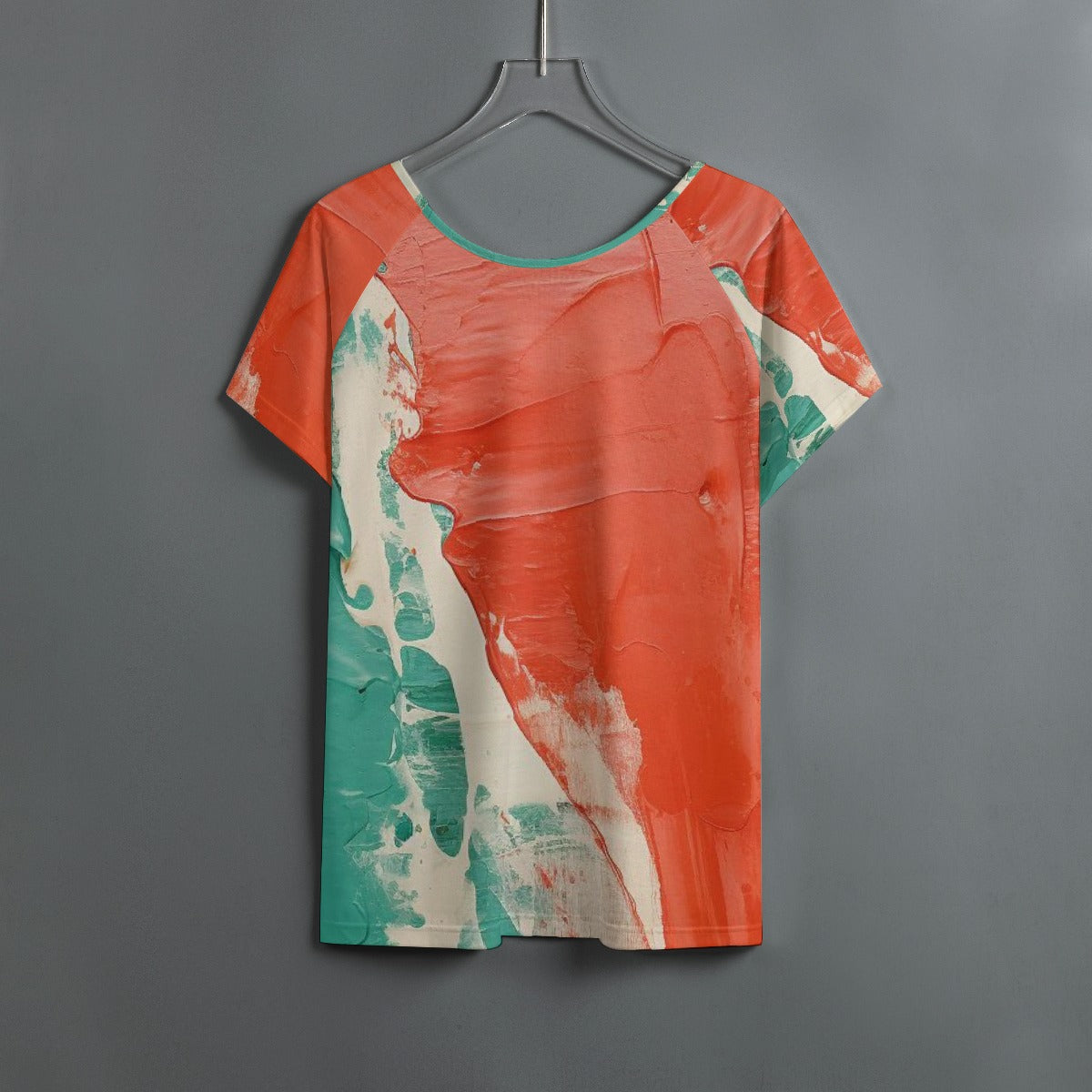 All-Over Print Women's Round Neck T-shirt With Raglan Sleeve