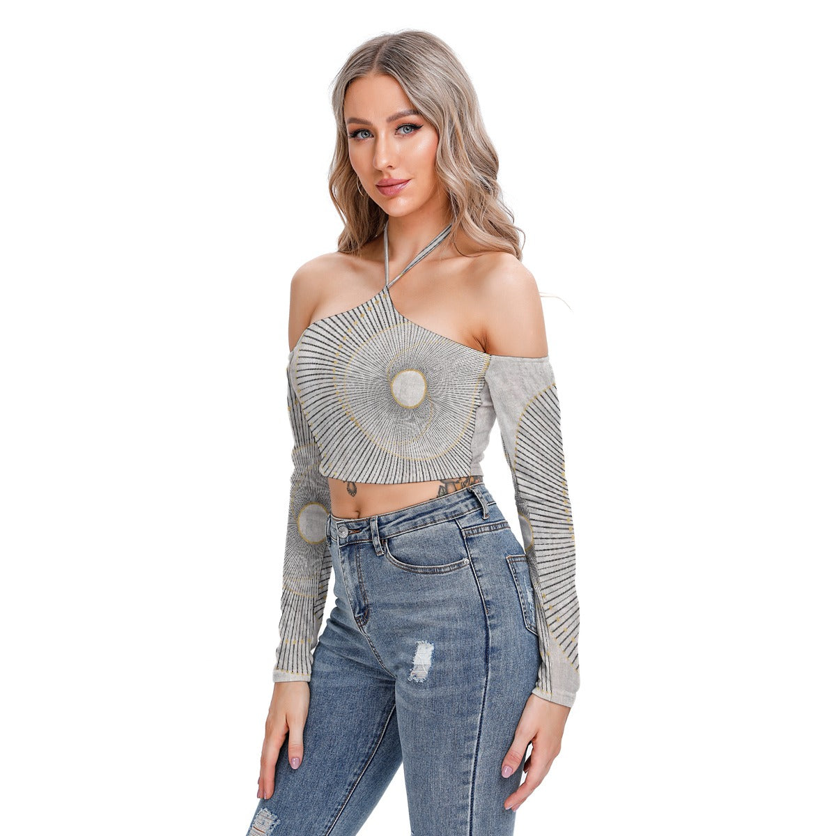 All-Over Print Women's Halter Lace-up Top