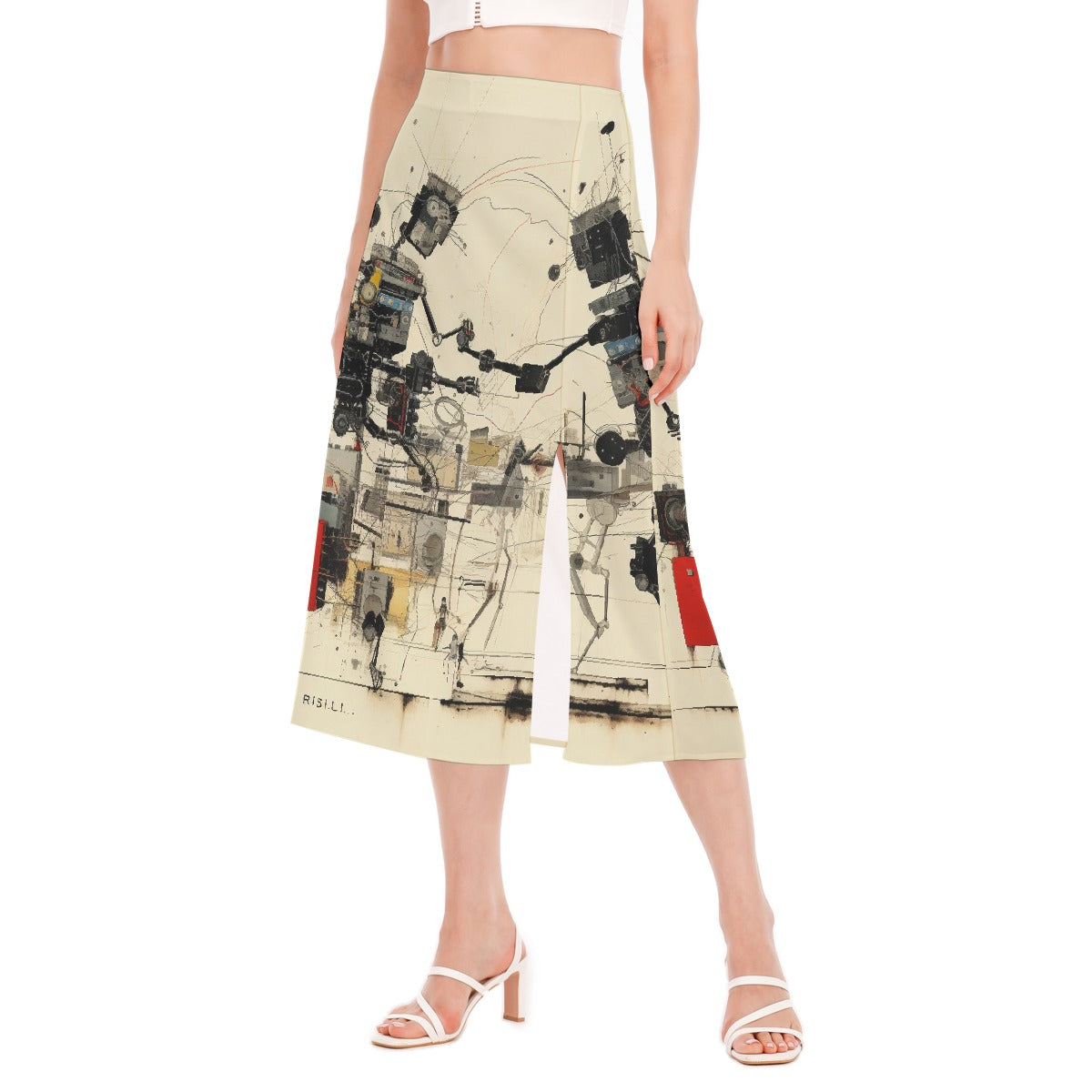 All-Over Print Women's High Slit Long Skirt