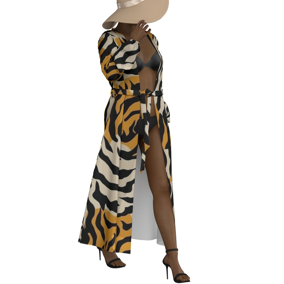 All-Over Print Women's Lace-up Chiffon Robe