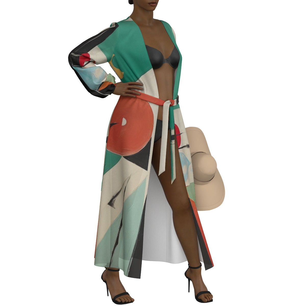 All-Over Print Women's Lace-up Chiffon Robe