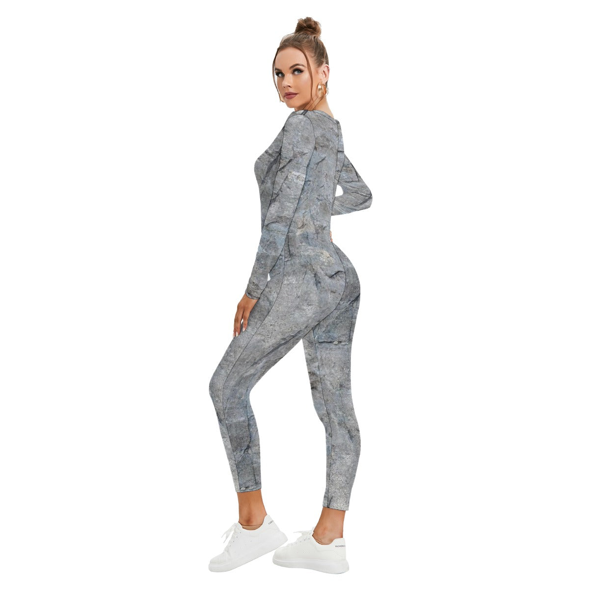 All-Over Print Women's Plunging Neck Jumpsuit