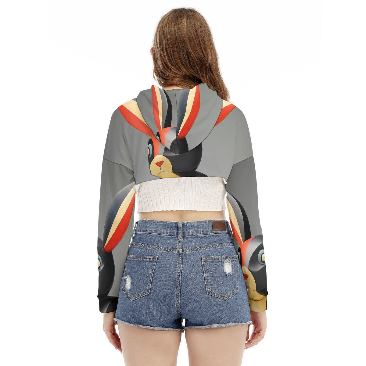 All-Over Print Women's Smock Short Hoodie With Long Sleeve