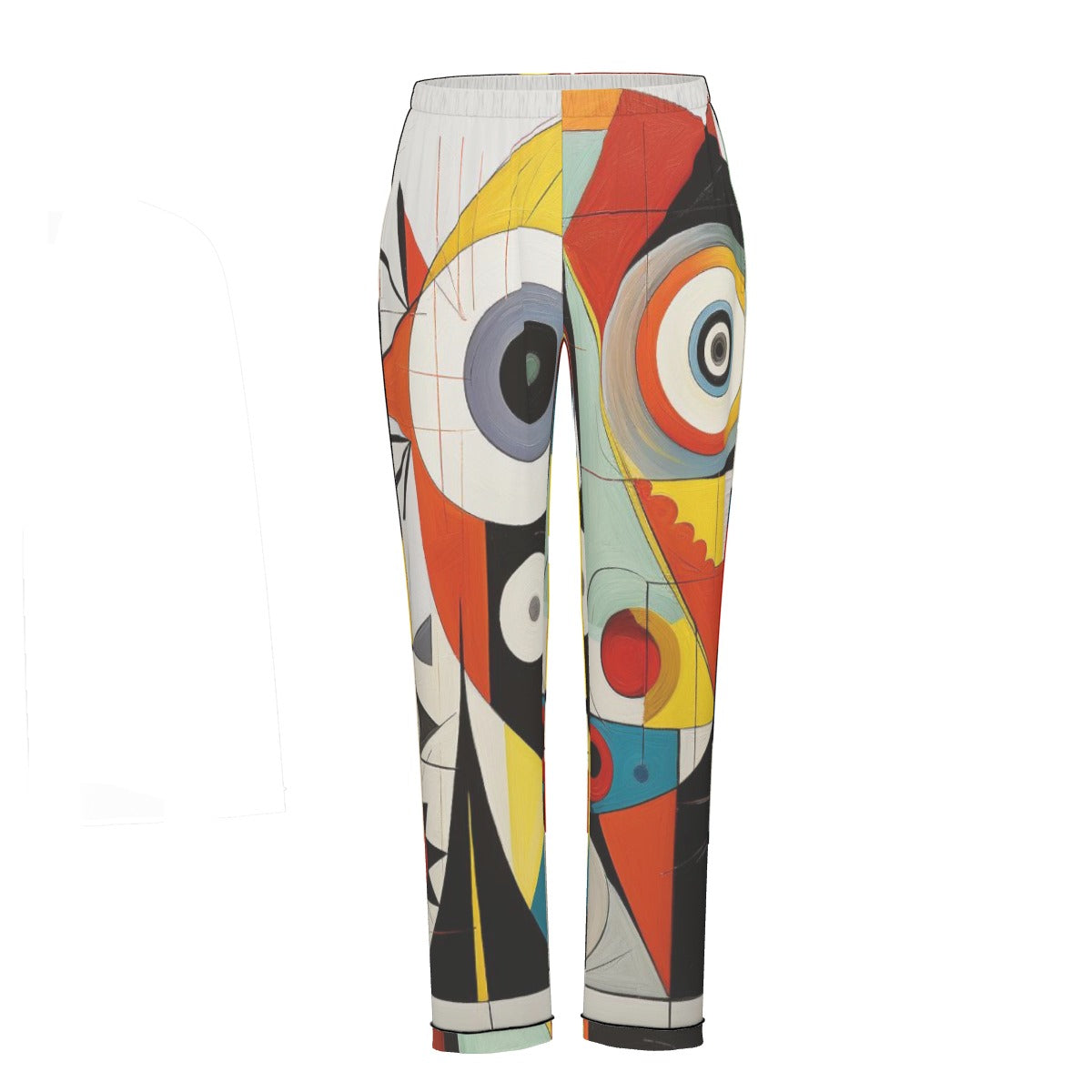 All-Over Print Women's Long Sleeve Pajama Set With Black Contrast Piping