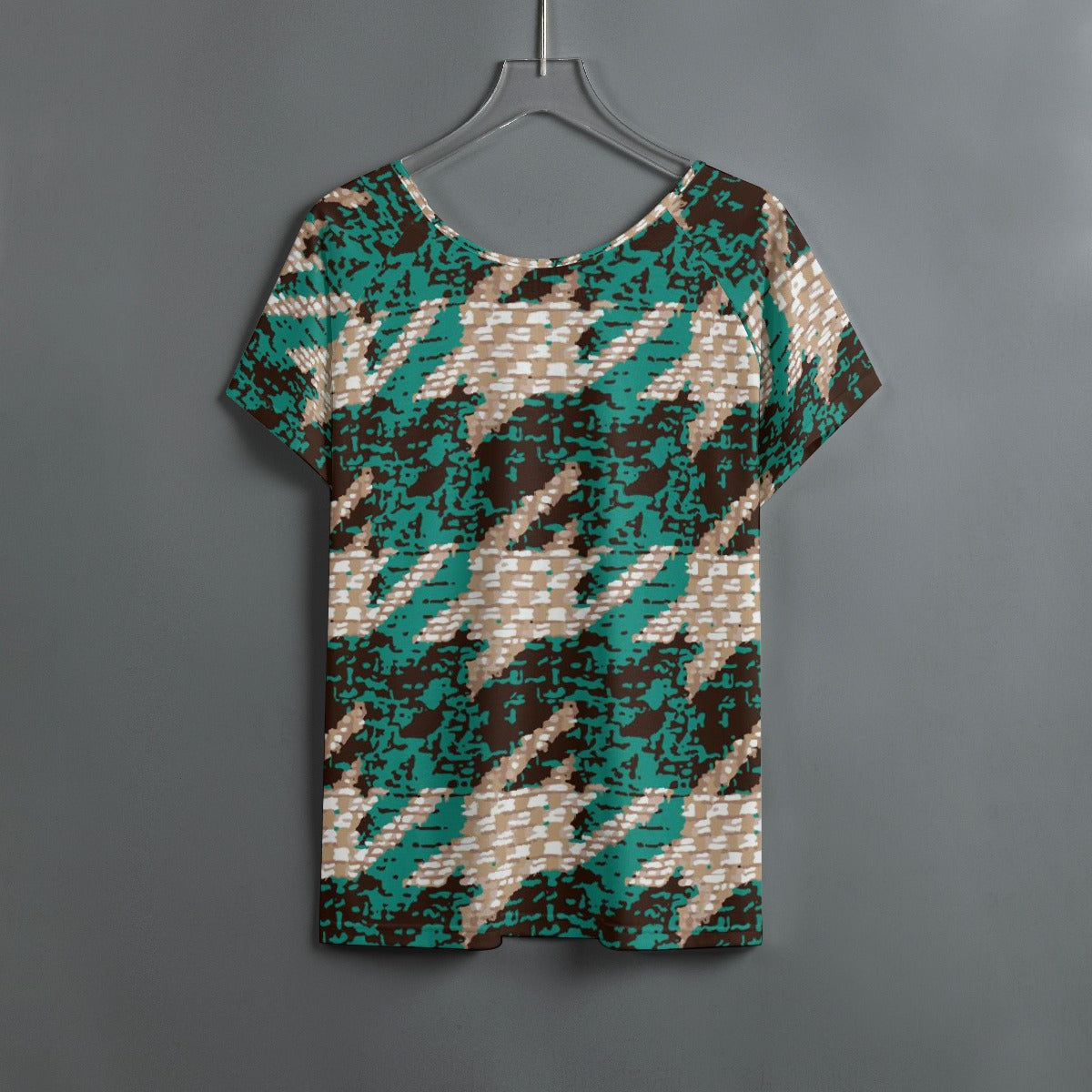 All-Over Print Women's Round Neck T-shirt With Raglan Sleeve