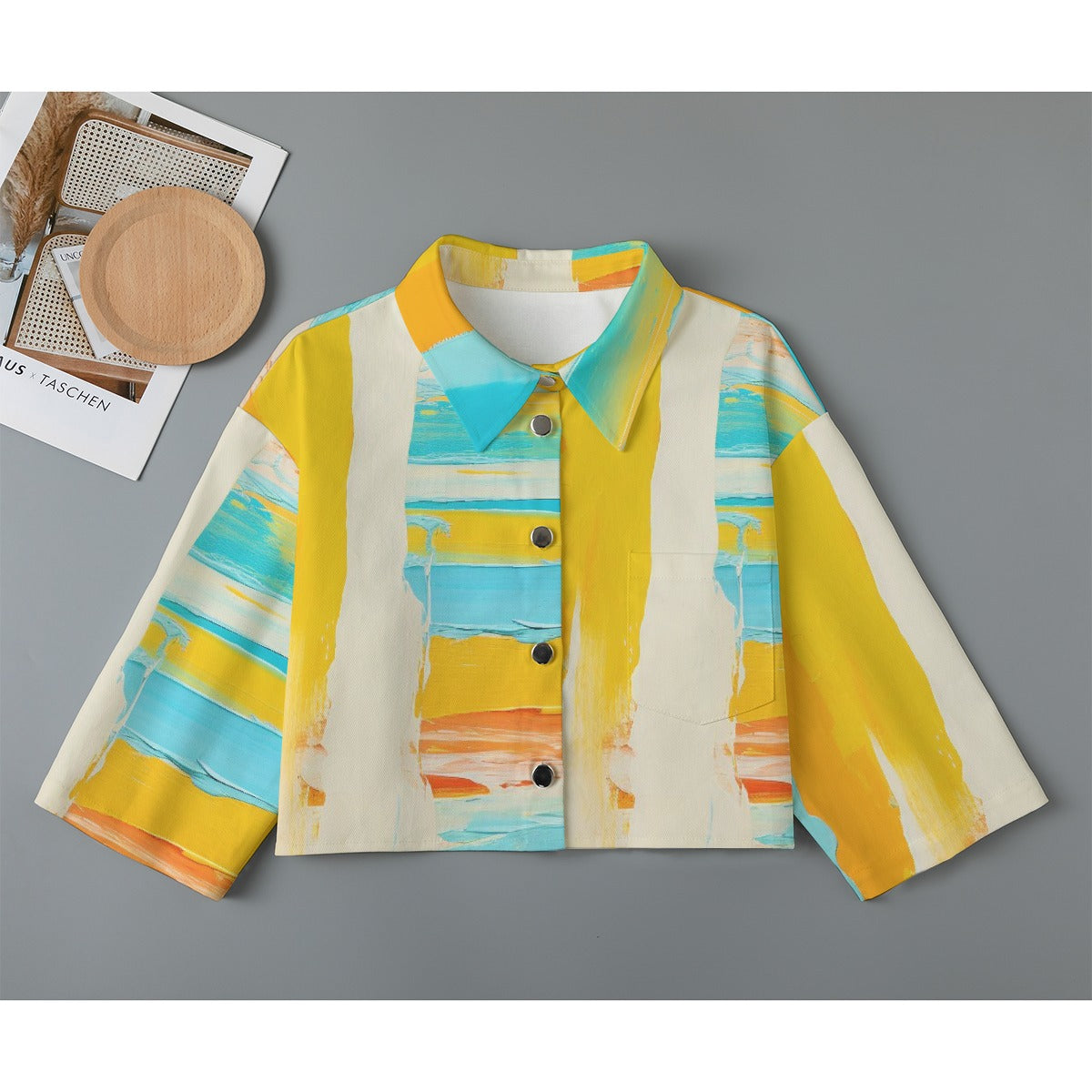 All-Over Print Women's Cropped Jacket | 245GSM Cotton