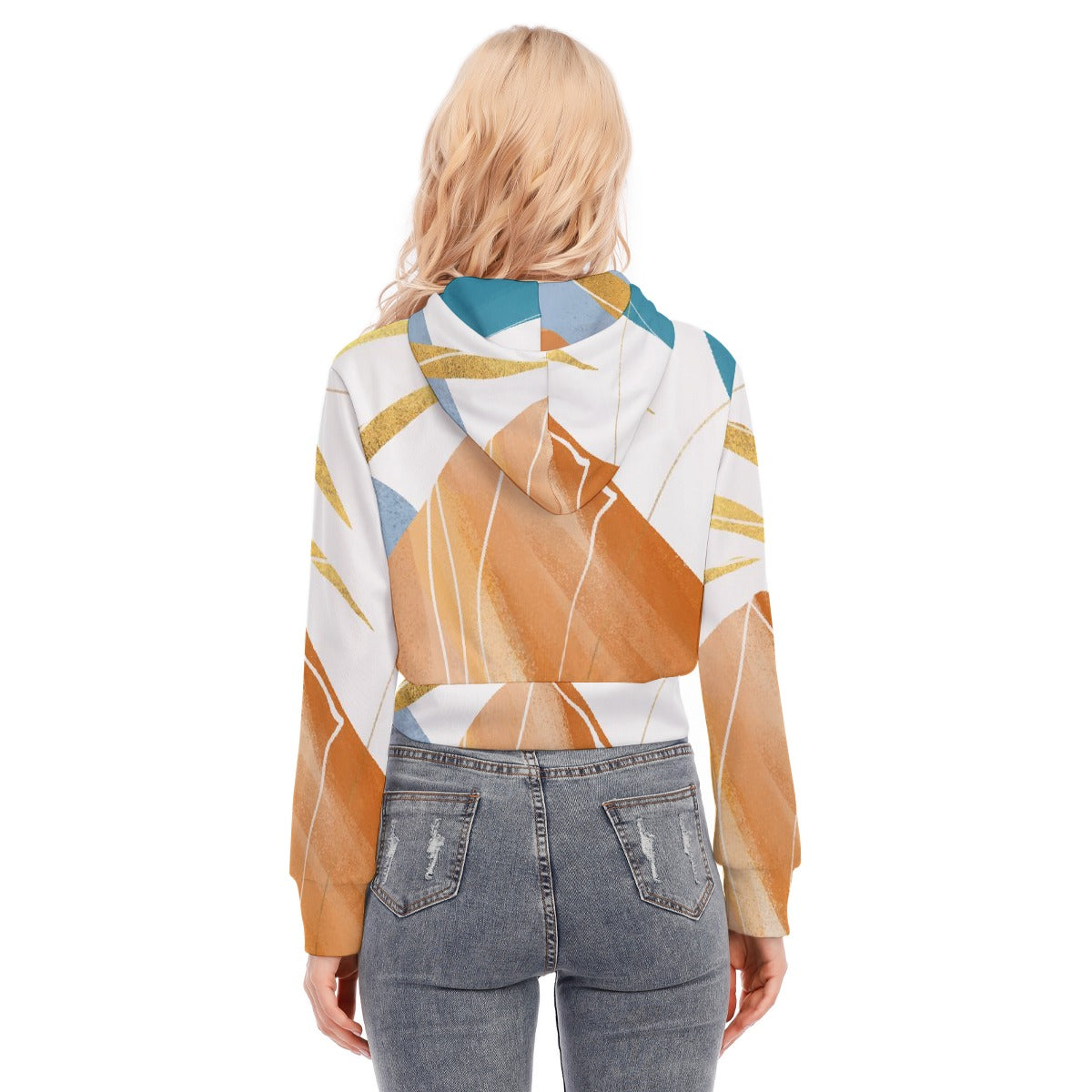 All-Over Print Women's Crop Top Hoodie With Zipper Closure