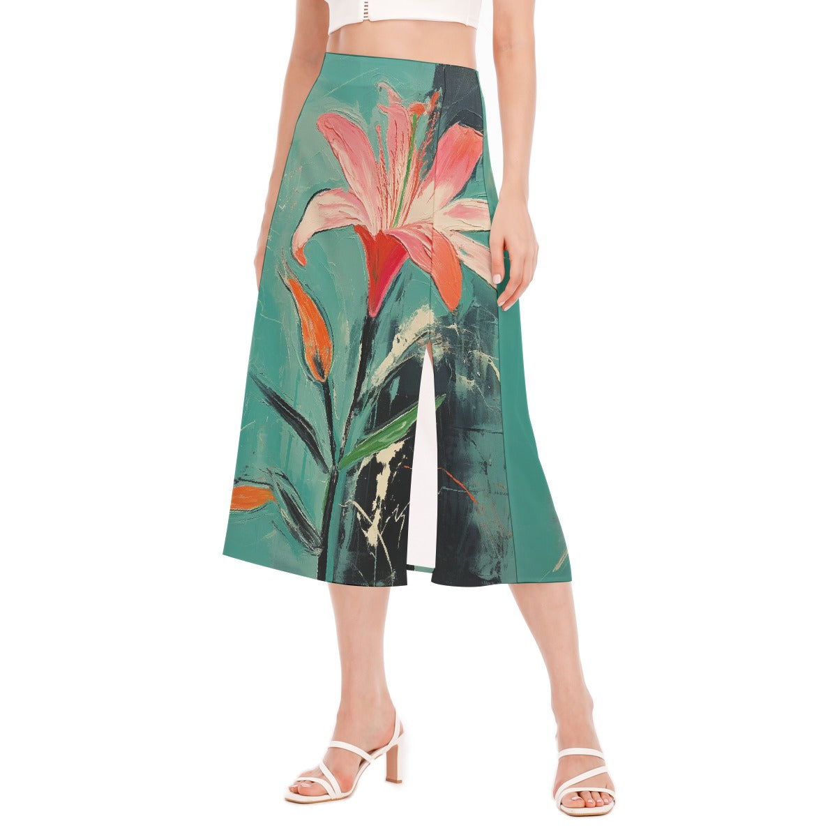 All-Over Print Women's High Slit Long Skirt