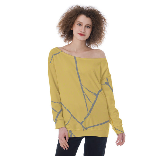 All-Over Print Oversized Women's Off-Shoulder Sweatshirt