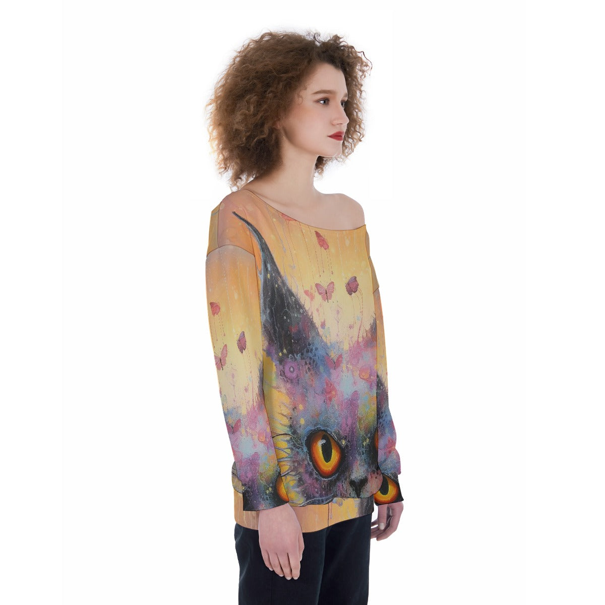 All-Over Print Oversized Women's Off-Shoulder Sweatshirt
