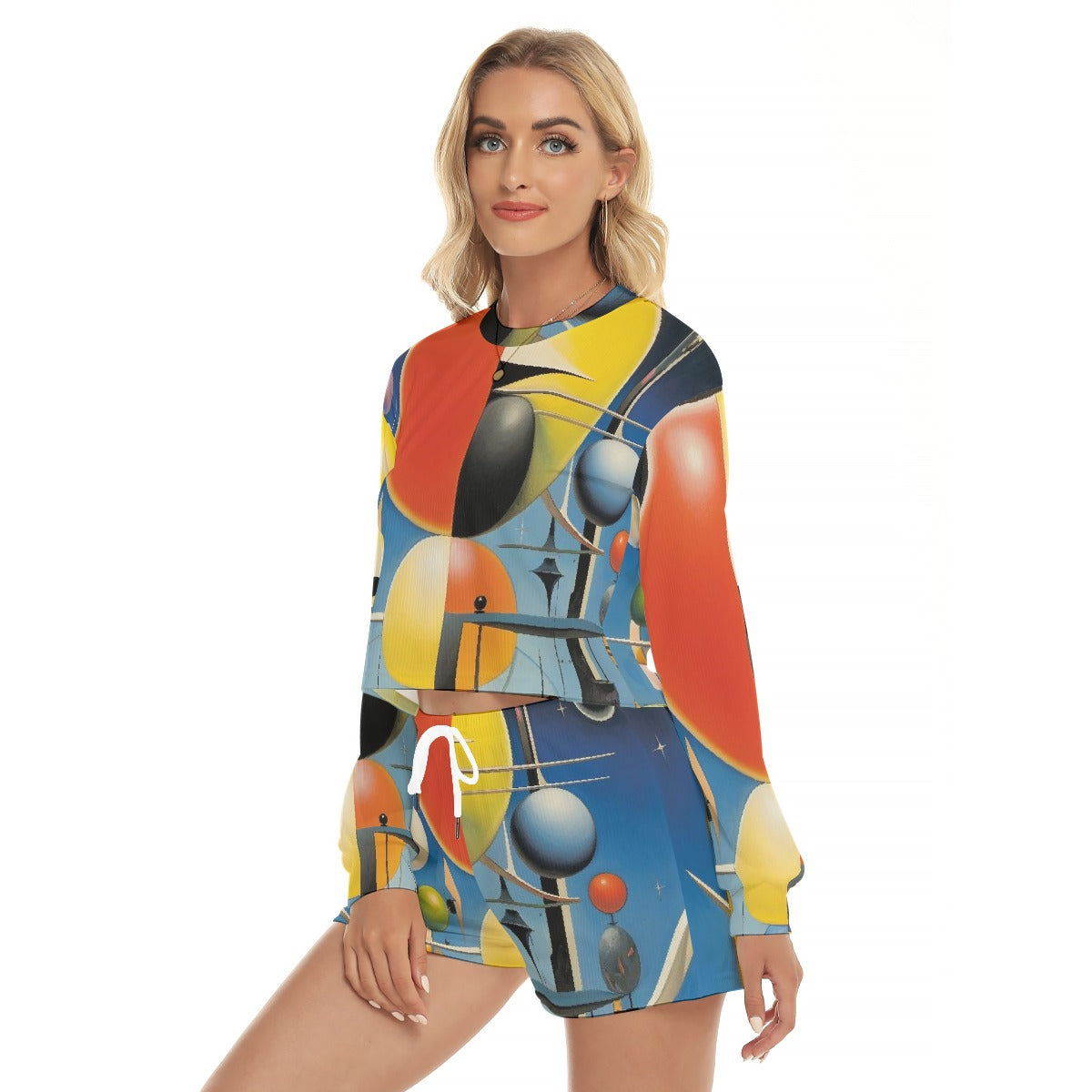 All-Over Print Women's Short Sweatshirt And Pants Suit