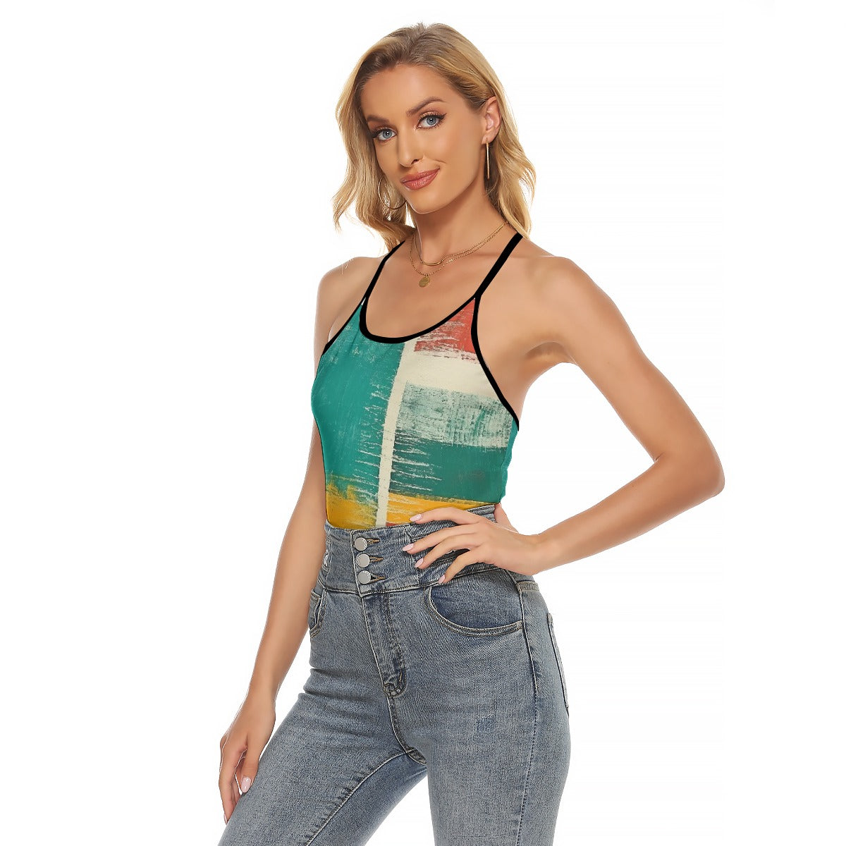 All-Over Print Women's Criss-Cross Open Back Tank Top