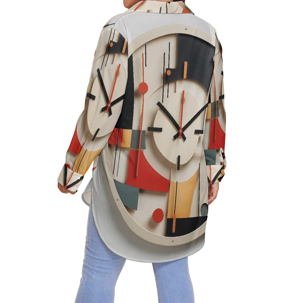 All-Over Print Women's Shirt With Long Sleeve(Plus Size)